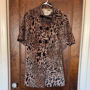 MaxMara Leopard Print Cape - Tan and Black